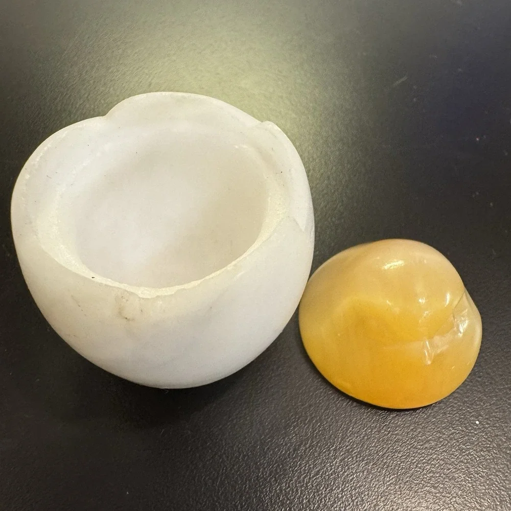 Russian Handcarved Selenite Stone ChickIn Shell Ring‎ Holder